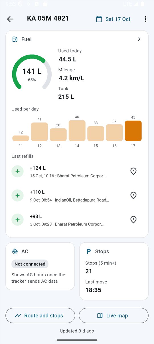 MapConnect app: Fuel