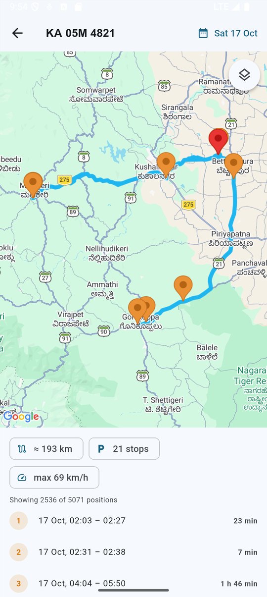 MapConnect app: Route and stops